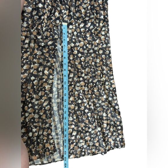 Lush Silky Maxi Dress Metallic Cheetah Print Plunging Neckline & Slit Sz Small - Picture 14 of 16